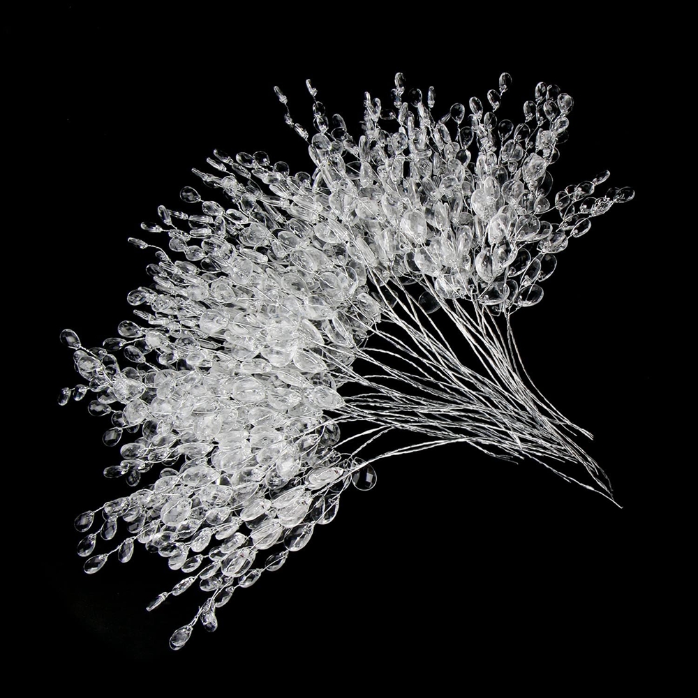 Dried Flower Bunch - Artificial White Crystal Acrylic Water Droplet