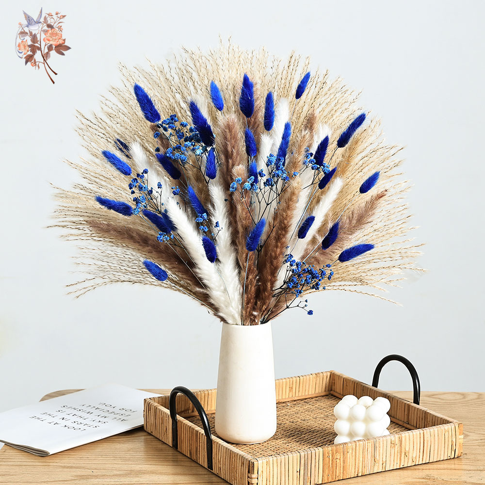 70 Stem Blue Fluffly Rabbit Ta - Dried Flower Bunch ulasan dan harga