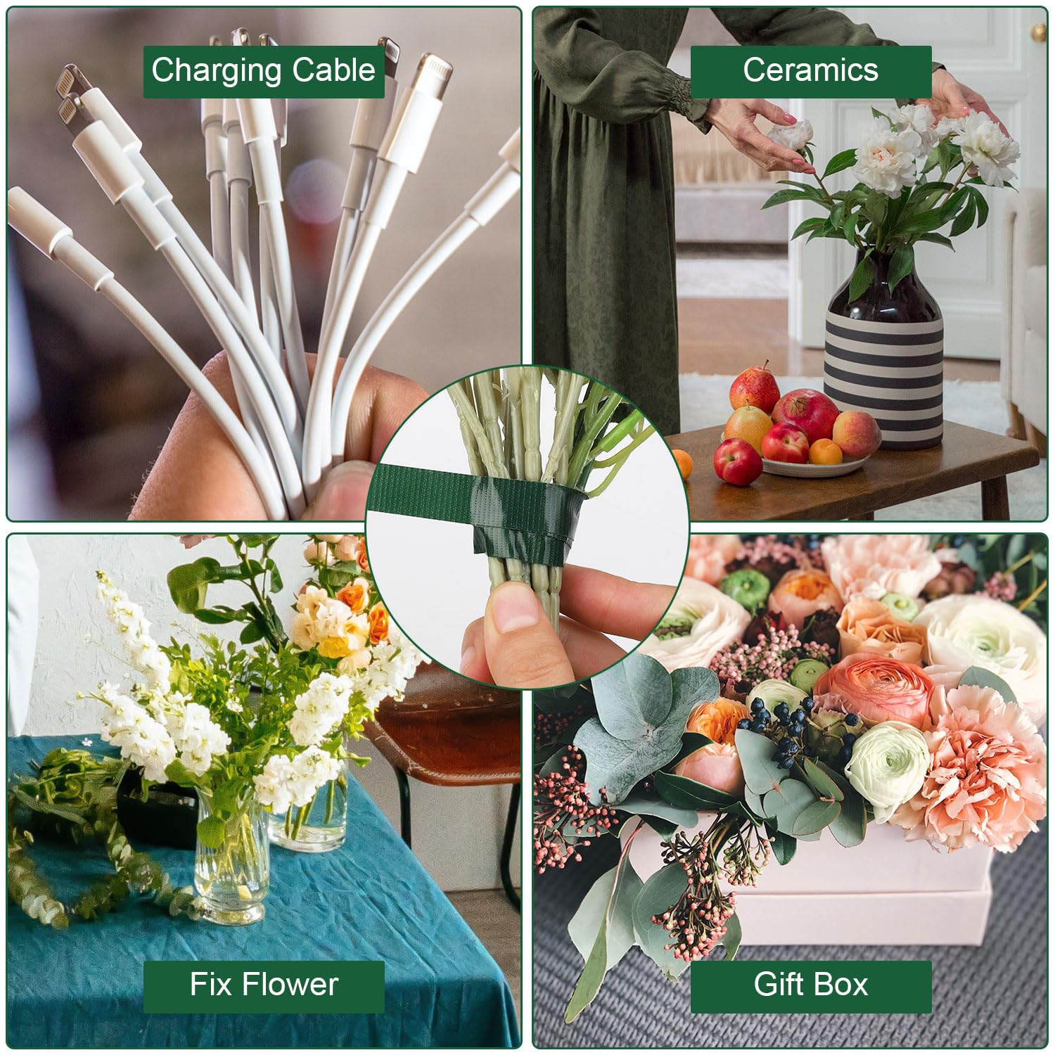 30M high adhesive seamless wat - Floral Tape Green ulasan dan harga
