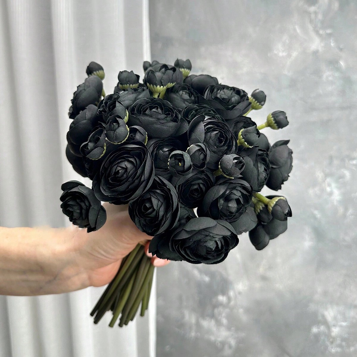 Mini Black Ranunculus Artifici - Dried Flower Bunch ulasan dan harga