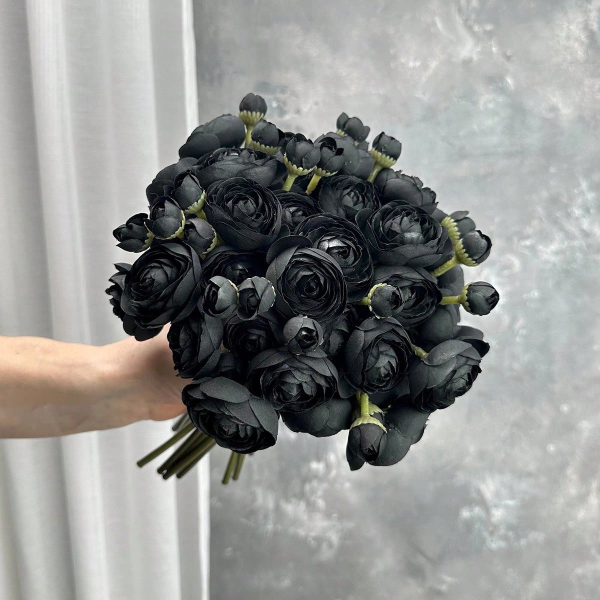 Mini Black Ranunculus Artifici - Dried Flower Bunch ulasan dan harga