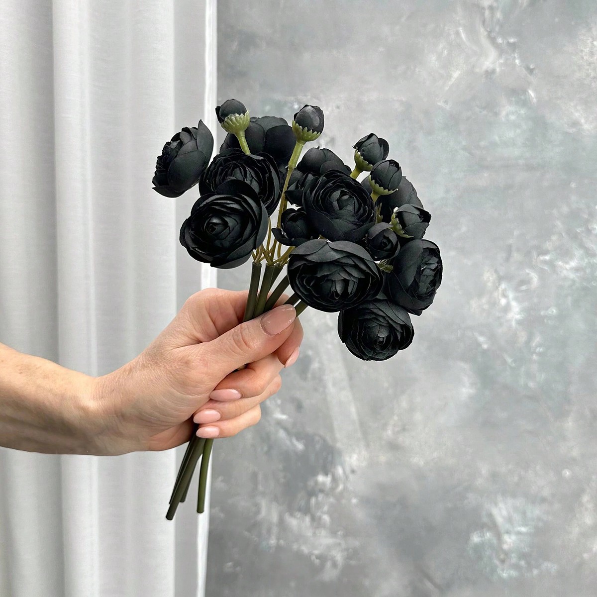 Mini Black Ranunculus Artifici - Dried Flower Bunch ulasan dan harga