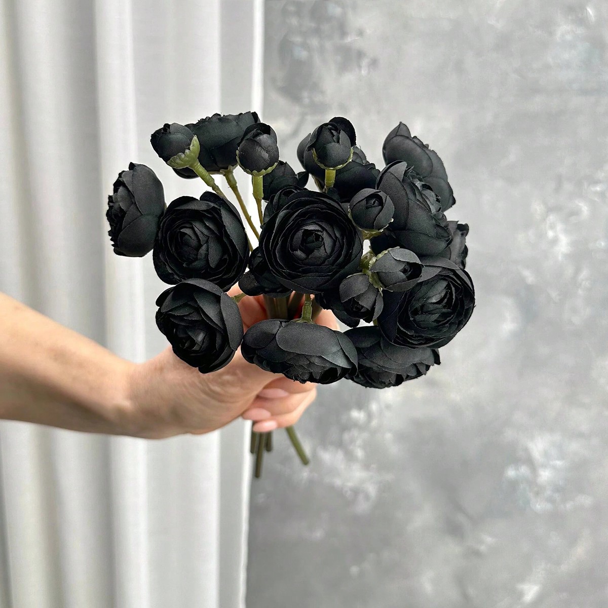 Mini Black Ranunculus Artifici - Dried Flower Bunch ulasan dan harga