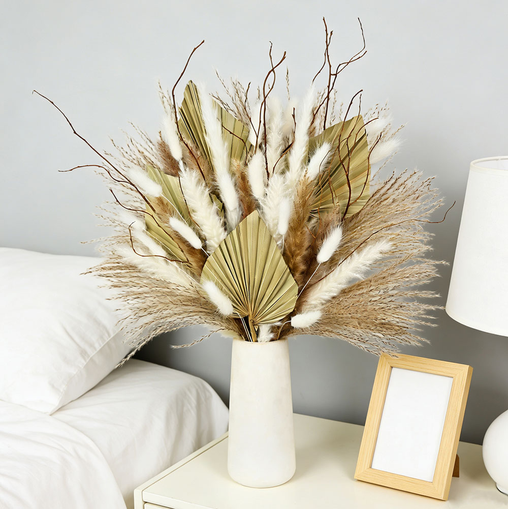 Natural Dried Palm Leaves Bouq - Dried Flower Bunch ulasan dan harga