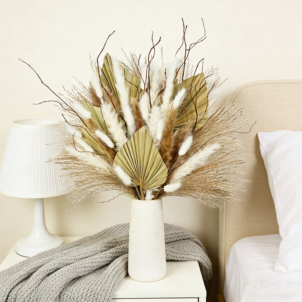 Natural Dried Palm Leaves Bouq - Dried Flower Bunch ulasan dan harga