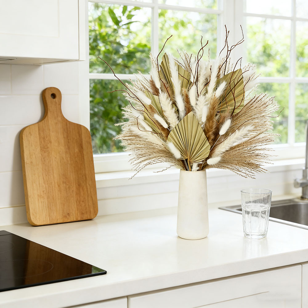 Natural Dried Palm Leaves Bouq - Dried Flower Bunch ulasan dan harga